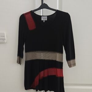 unknown Black Tunic with Red and Tan Stripe Accents